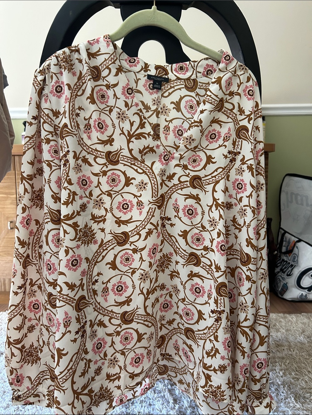 Anntaylor Factory Women's Cream Floral Print Skirt - Lightweight A-Line Style